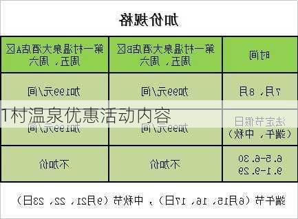 1村温泉优惠活动内容