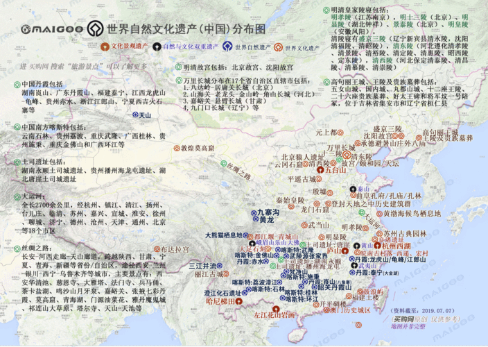 中国的世界文化遗产分布