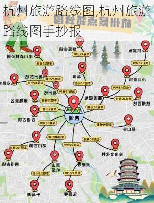 杭州旅游路线图,杭州旅游路线图手抄报