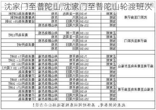 沈家门至普陀山,沈家门至普陀山轮渡班次