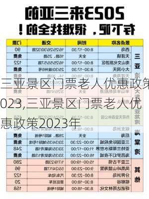 三亚景区门票老人优惠政策2023,三亚景区门票老人优惠政策2023年