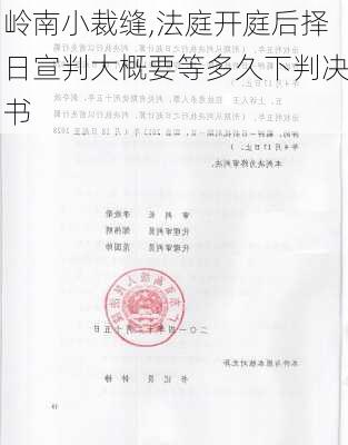 岭南小裁缝,法庭开庭后择日宣判大概要等多久下判决书