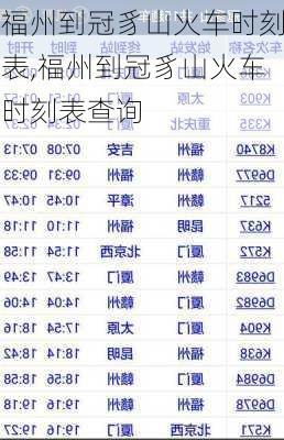 福州到冠豸山火车时刻表,福州到冠豸山火车时刻表查询