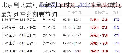 北京到北戴河最新列车时刻表,北京到北戴河最新列车时刻表查询