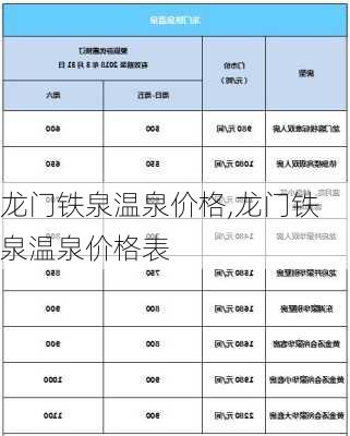 龙门铁泉温泉价格,龙门铁泉温泉价格表