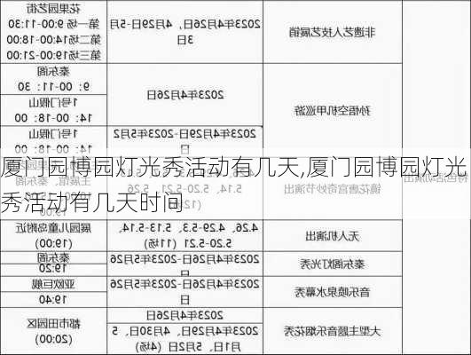 厦门园博园灯光秀活动有几天,厦门园博园灯光秀活动有几天时间